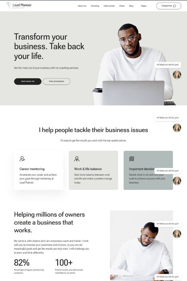 Lead Planner - Business Coach Website Template