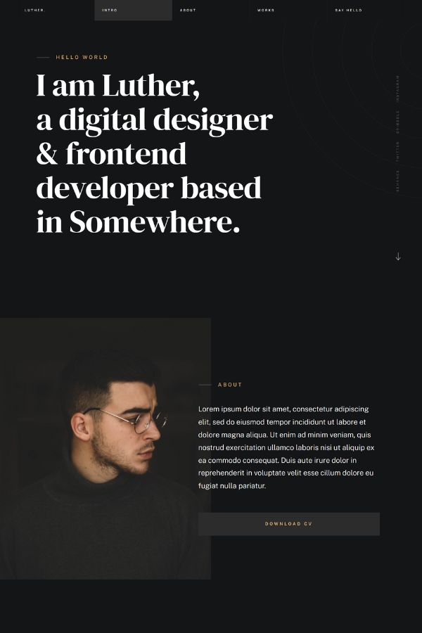 Luther Free One-Page HTML5 Portfolio Website Template