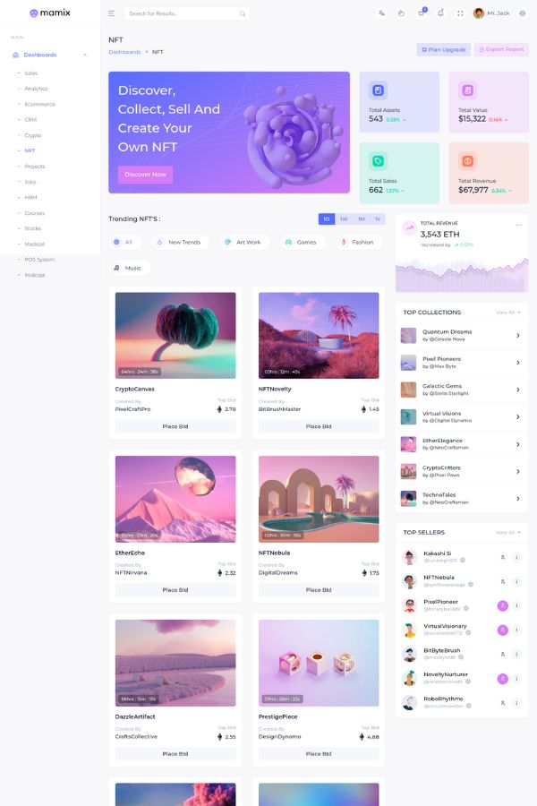 Mamix Admin Dashboard Template