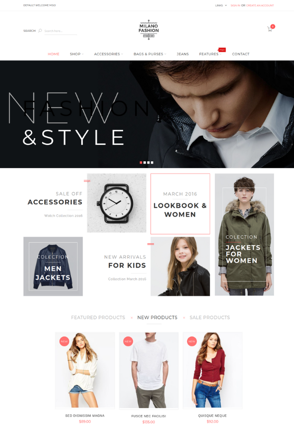 Milano Fashion Ecommerce Magento Theme	