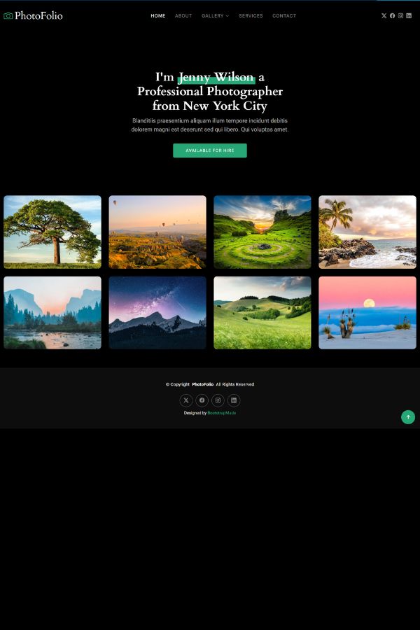 PhotoFolio Bootstrap Photography Website Template