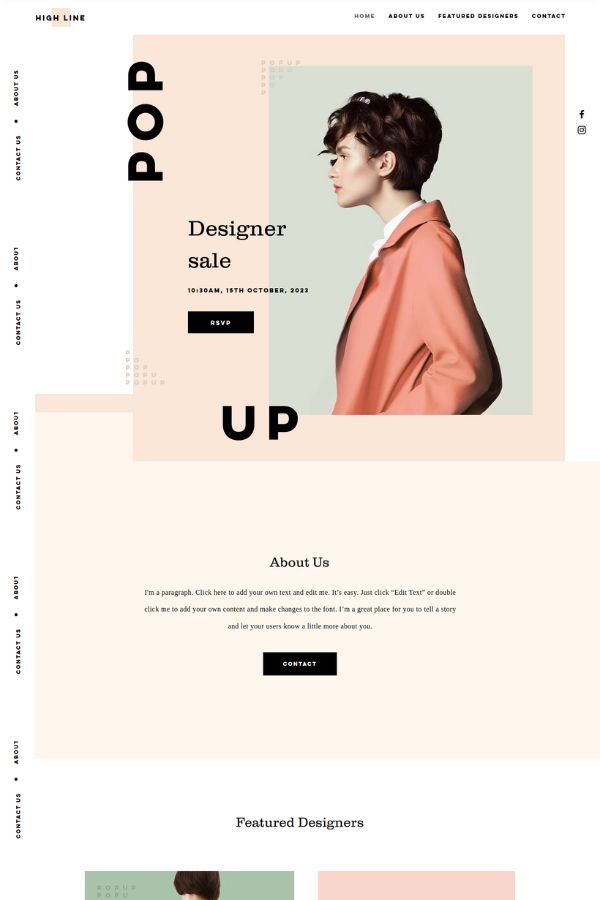 Pop Up Shop Website Template