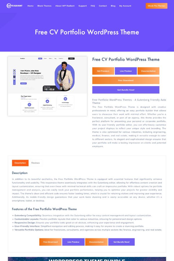 Radiant Portfolio Website Template