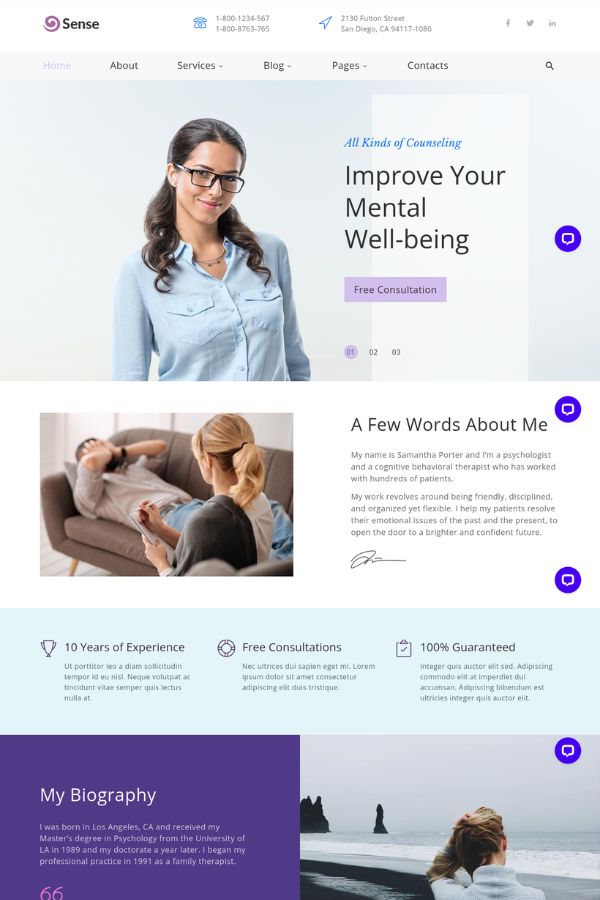 Sense Psychologist Website Template