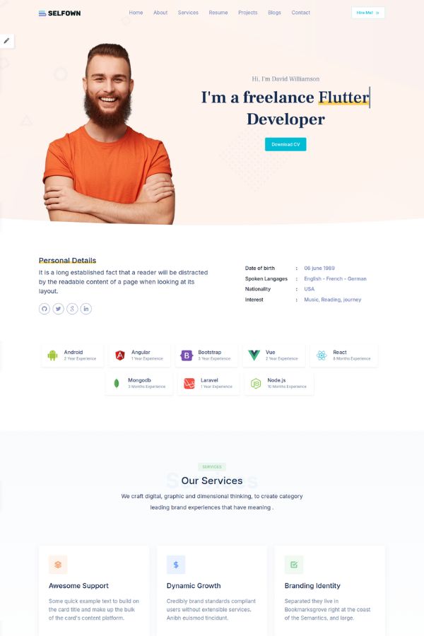 Selfown - Personal Portfolio Template