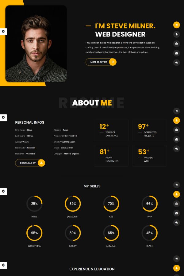 Tunis - Tailwind Personal Portfolio Template
