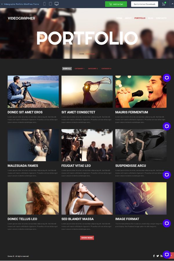 Videographer Portfolio WordPress Theme