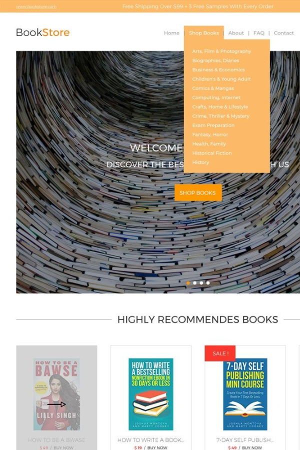 Book Store E Commerce Website Template