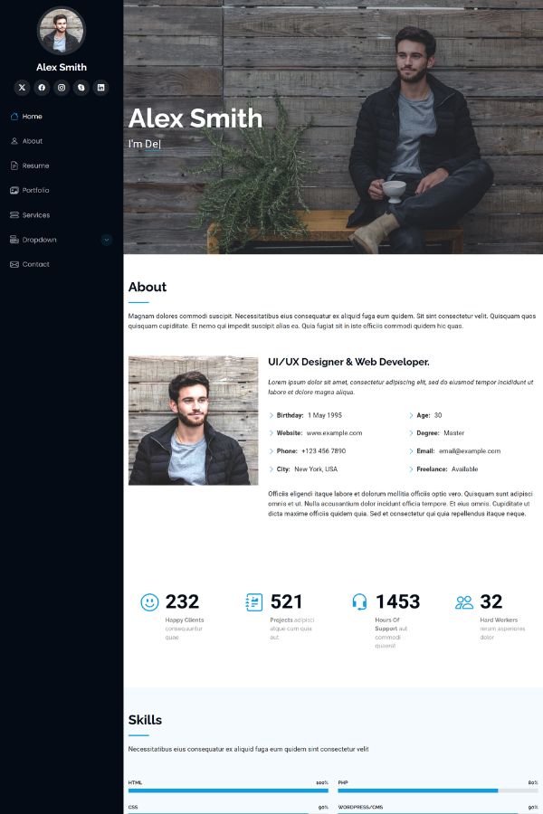 iPortfolio Free Responsive Bootstrap 5 Portfolio Website Template