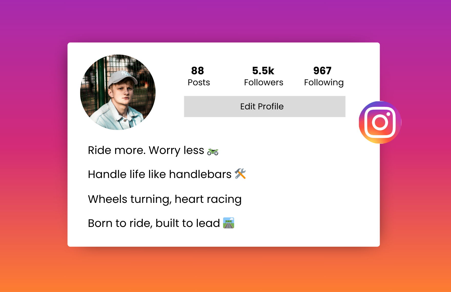 bike lover instagram bio for boys