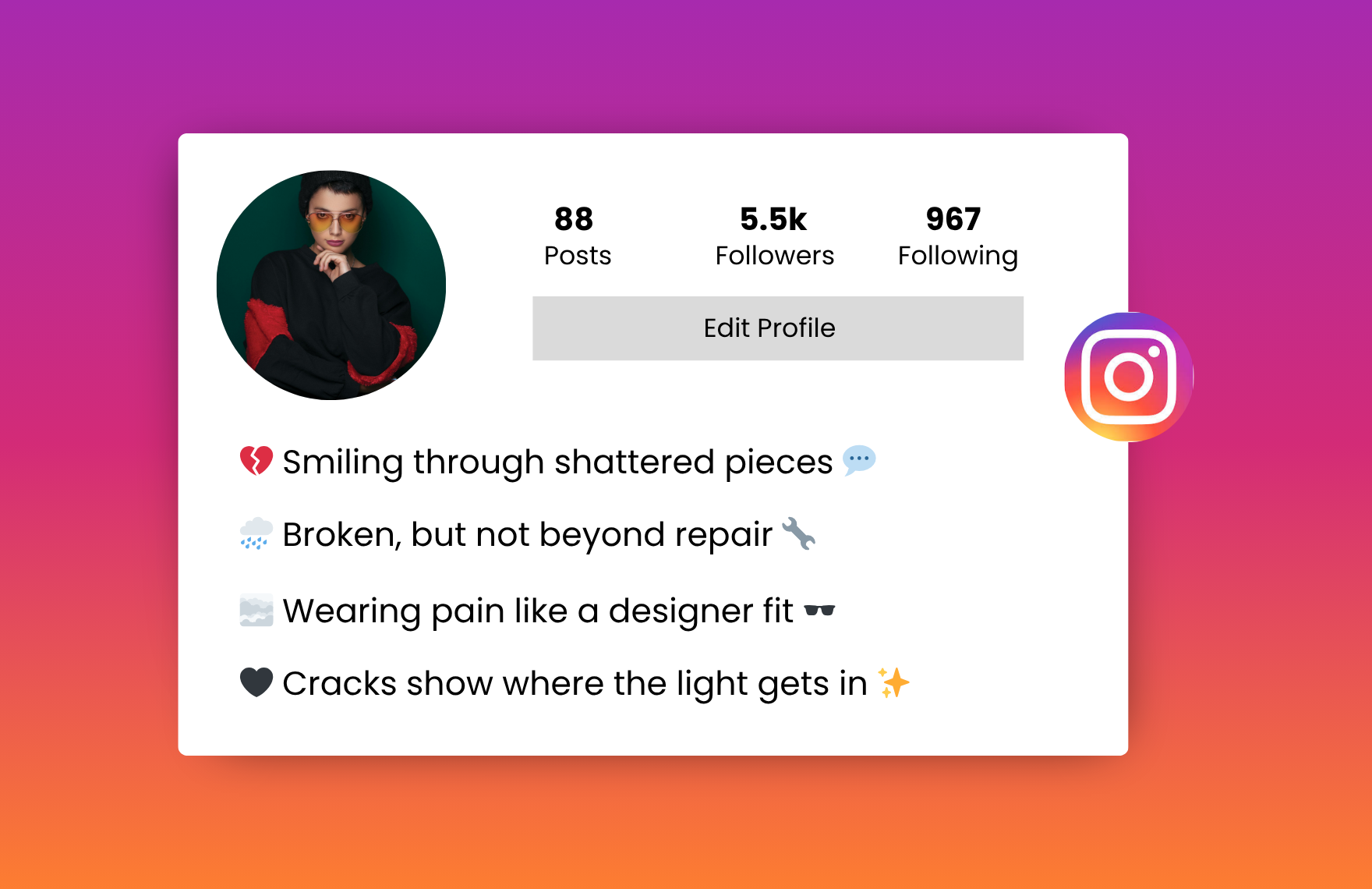 broken instagram bio for girls