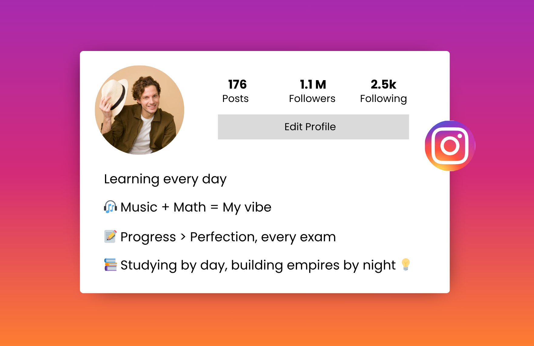 student instagram bio for boys