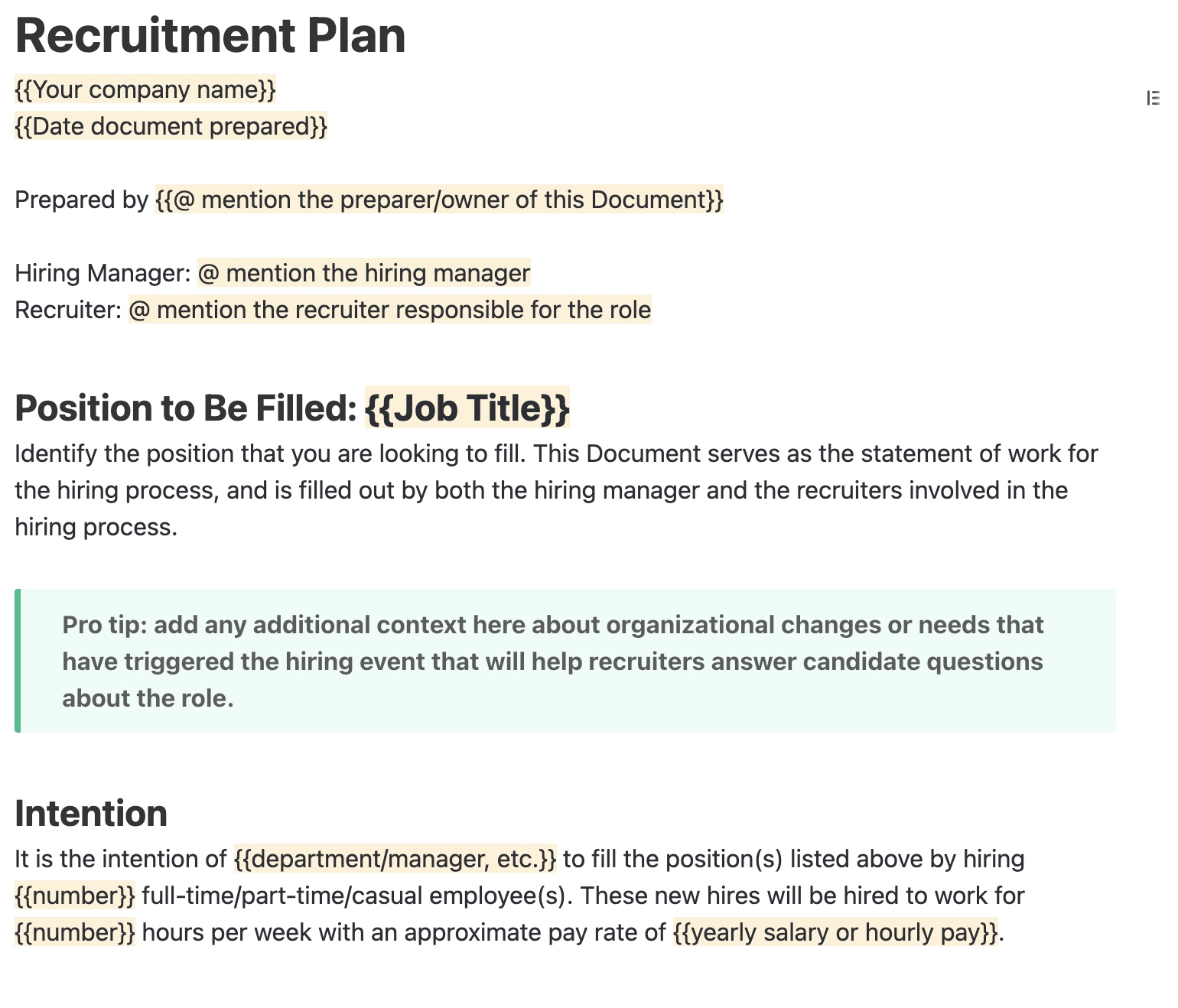 clickup recruitment strategy document template