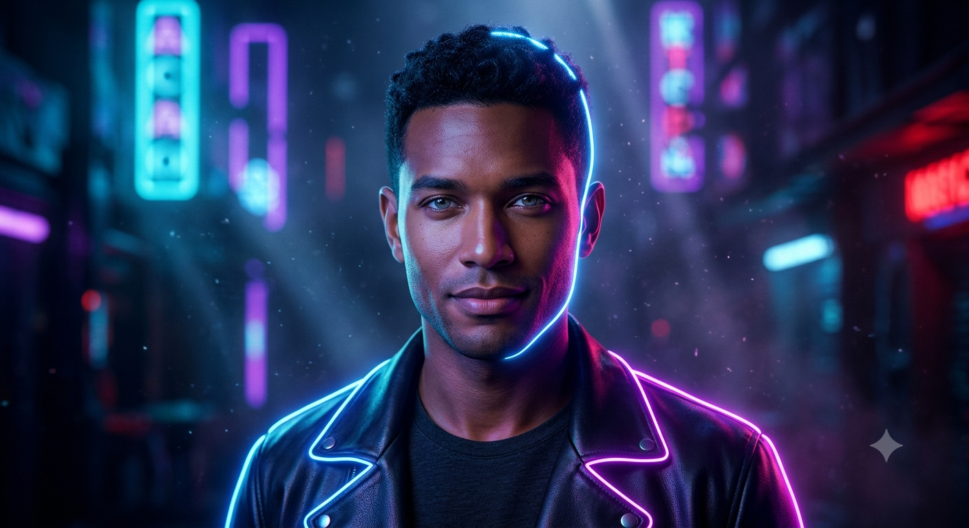 neon glow portrait